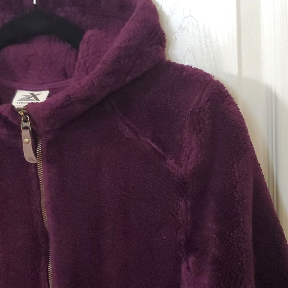 Zeroxposur Dark Purple Plush Front Zip Hoodie Jacket Women's Size M - Picture 6 of 10